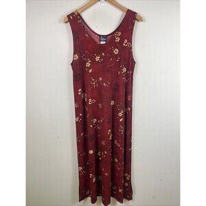 Royal Creations Dress Hawaiian Size XL Midi  Red Tropical